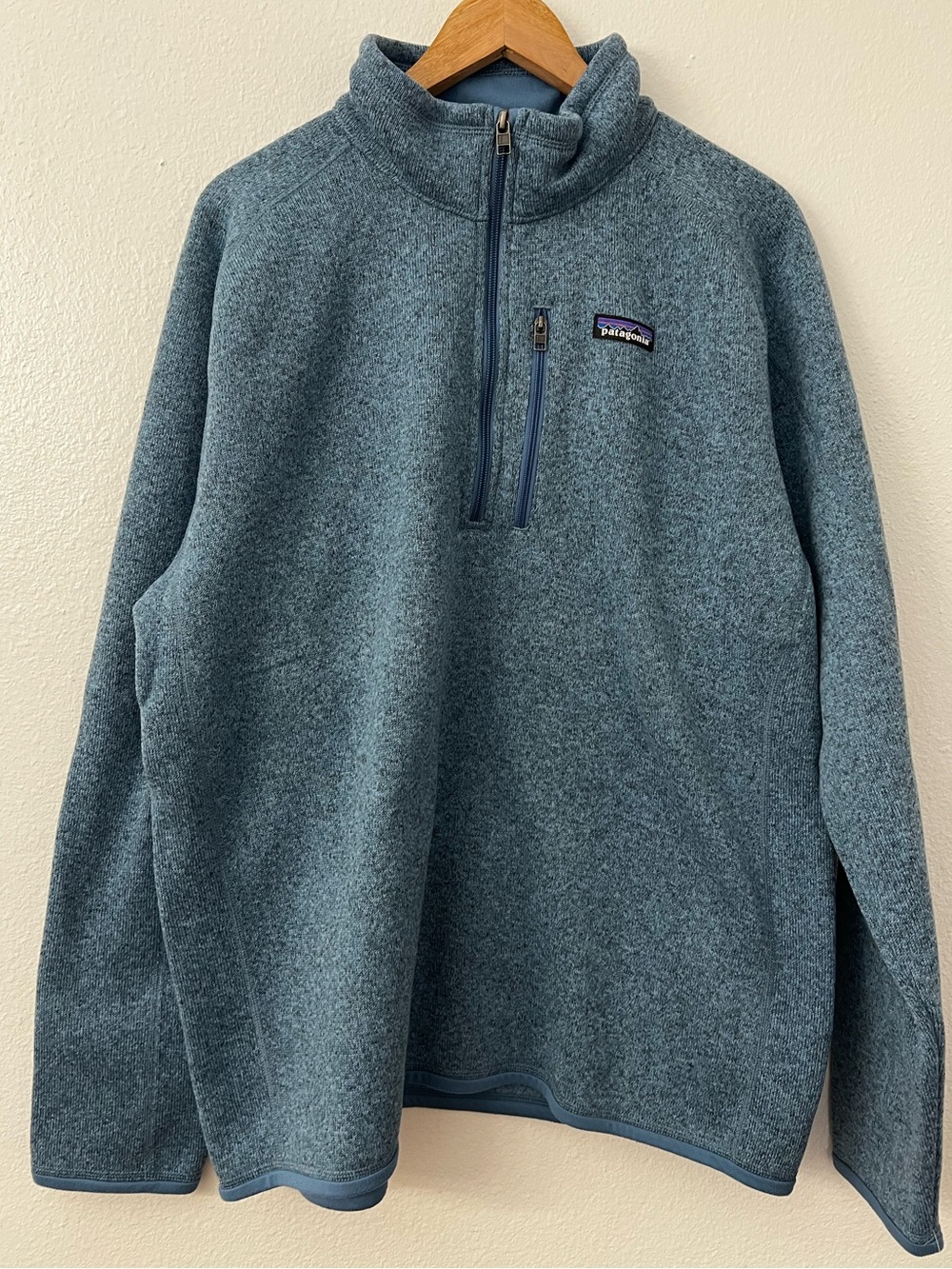 Patagonia Men's Blue Heathered Better Sweater Quarter-Zip Fleece Pullover